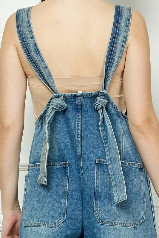 Medium Wash Denim Multi Button Fatigue Overall