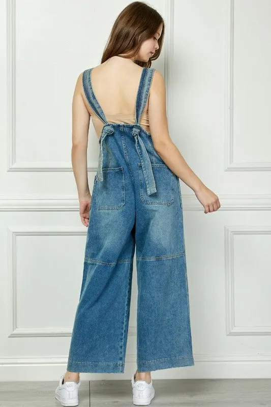 Medium Wash Denim Multi Button Fatigue Overall