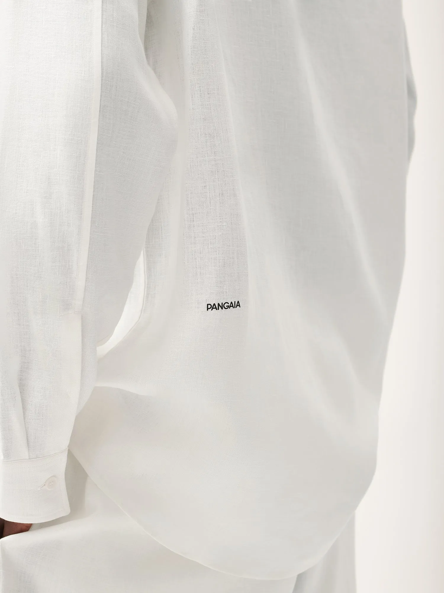 Mens DNA Aloe Linen Collared Long Sleeve Shirt—off-white