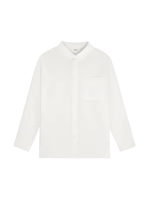 Mens DNA Aloe Linen Collared Long Sleeve Shirt—off-white