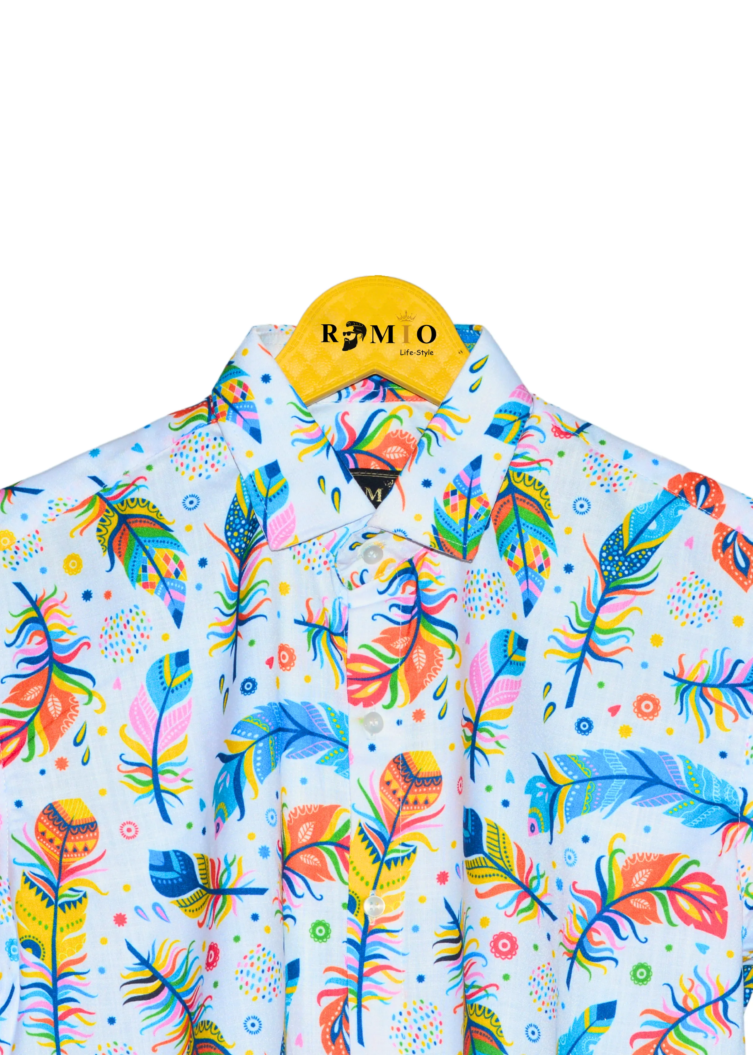 Men's White Pure Cotton Regular Fit Printed Half Sleeves Casual Shirt (f18)