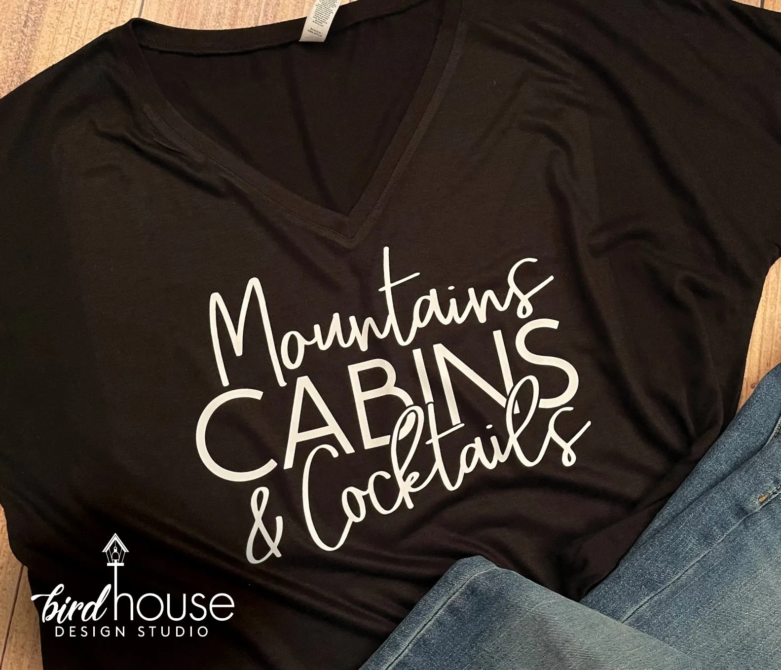 Mountains Cabins & Cocktails Shirt, Cute Vacation Camping Tee, Any Color or Style