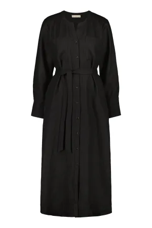 Nauvo Linen Shirt Dress Black