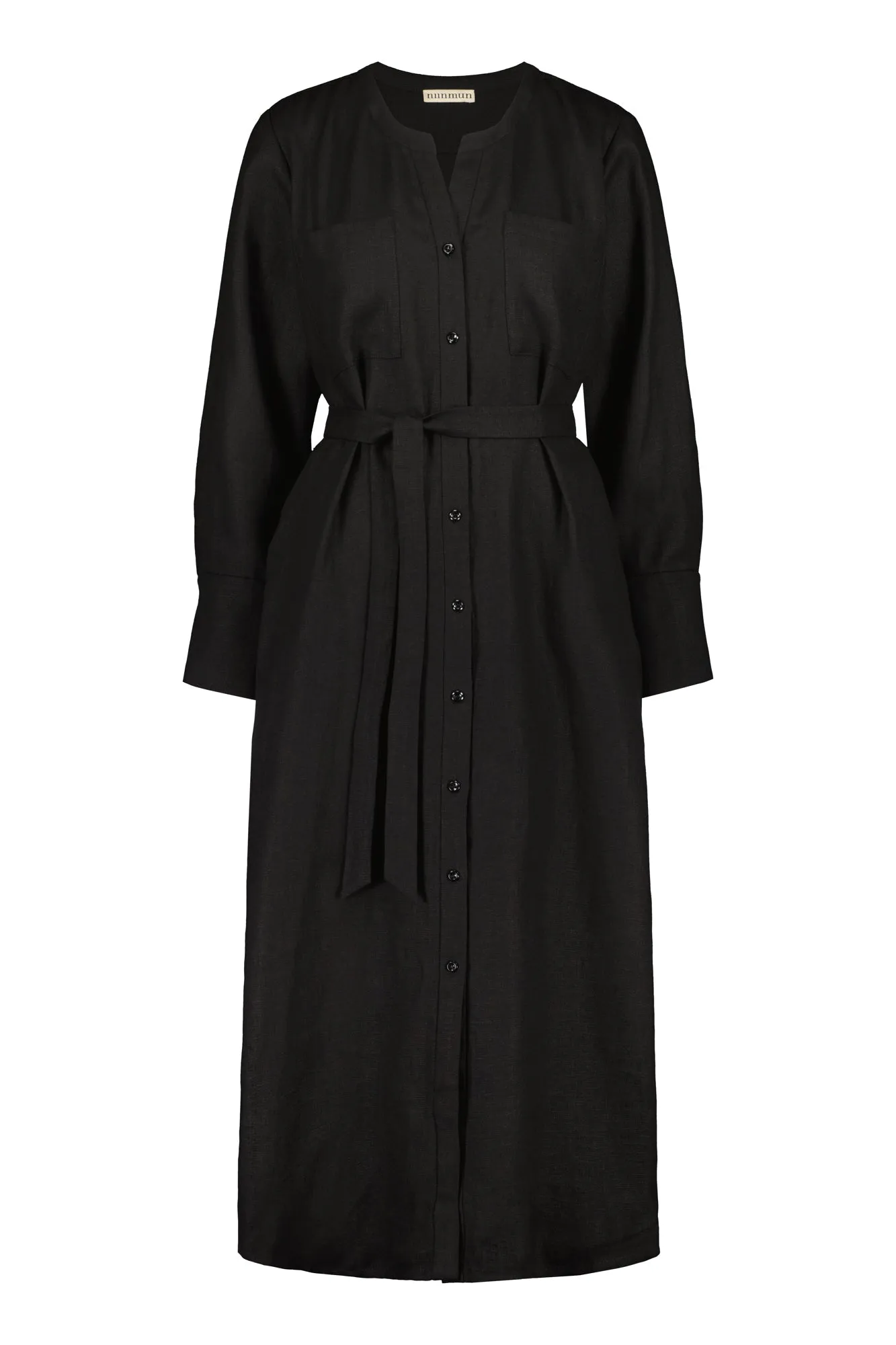 Nauvo Linen Shirt Dress Black