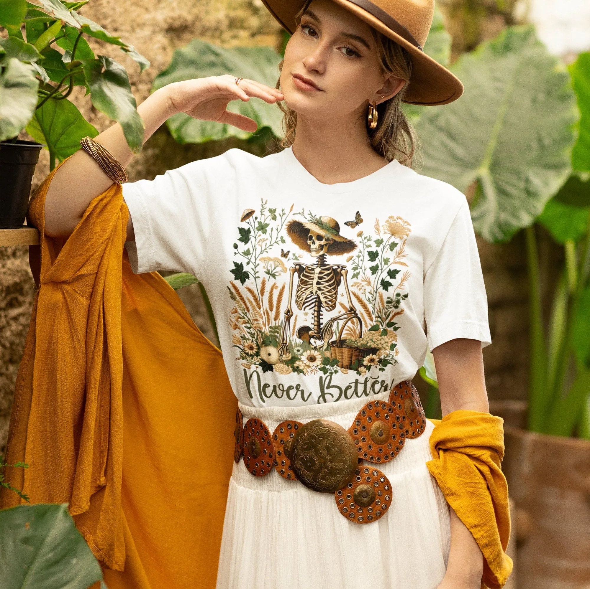 Never Better Skeleton Shirt, Botanical Vintage Style T-Shirt, Floral Skull, Funny Mom Shirt, Nature Inspired Shirt, Mother's Day Gift