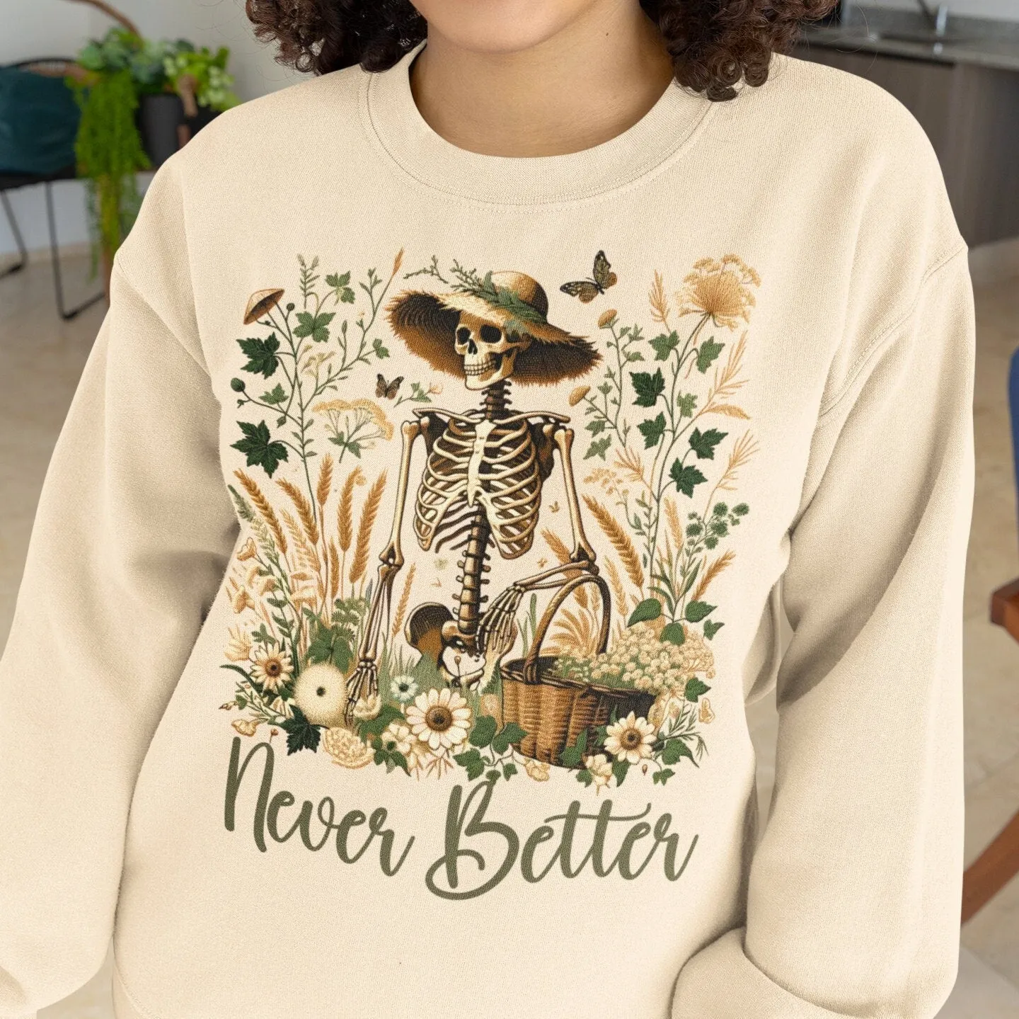 Never Better Skeleton Shirt, Botanical Vintage Style T-Shirt, Floral Skull, Funny Mom Shirt, Nature Inspired Shirt, Mother's Day Gift