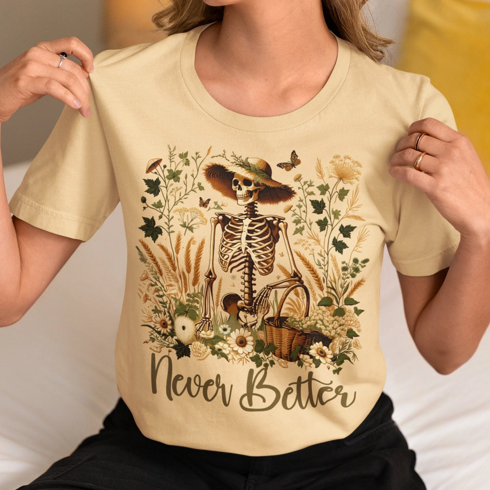 Never Better Skeleton Shirt, Botanical Vintage Style T-Shirt, Floral Skull, Funny Mom Shirt, Nature Inspired Shirt, Mother's Day Gift