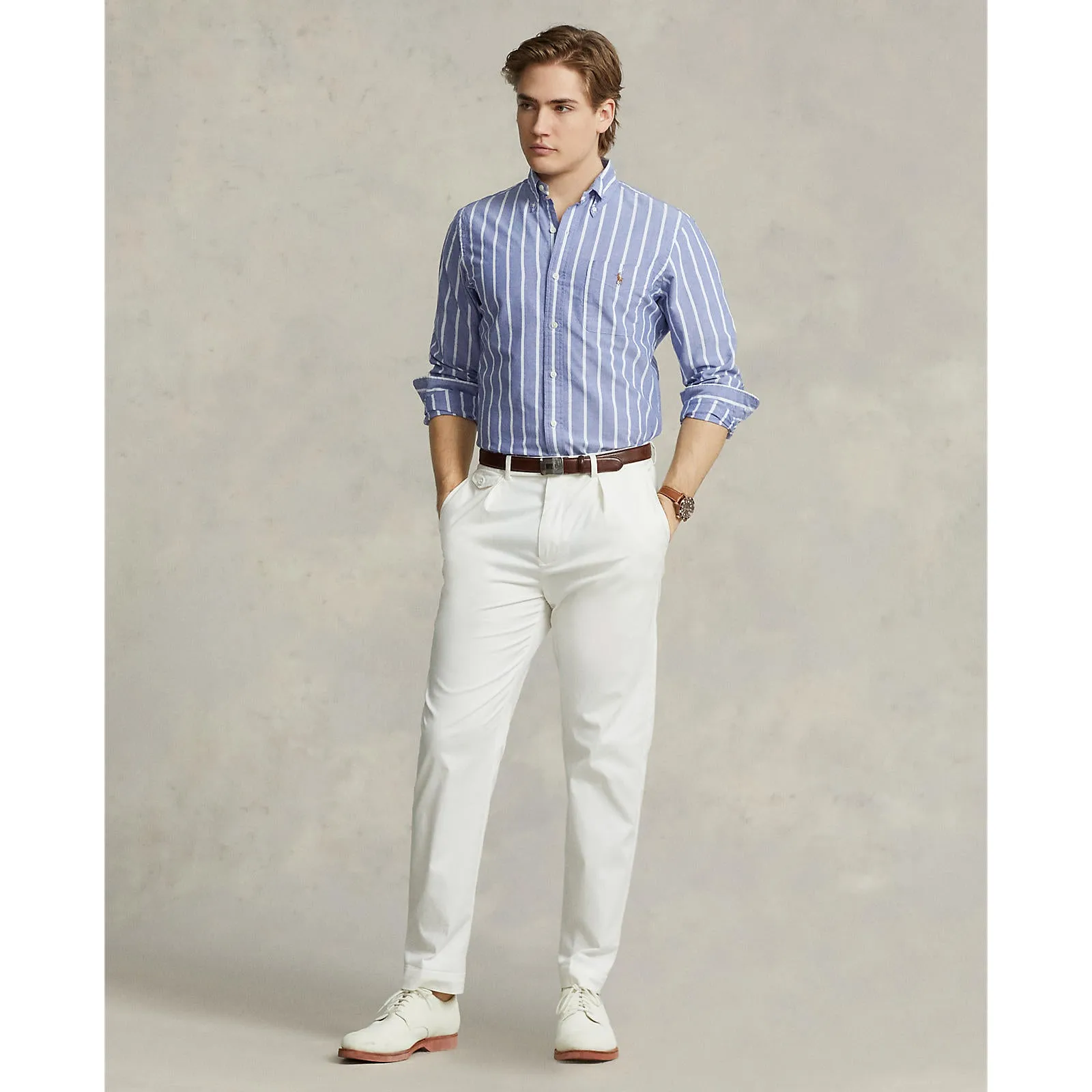 Oxford Shirt - Stripe - Royal and White