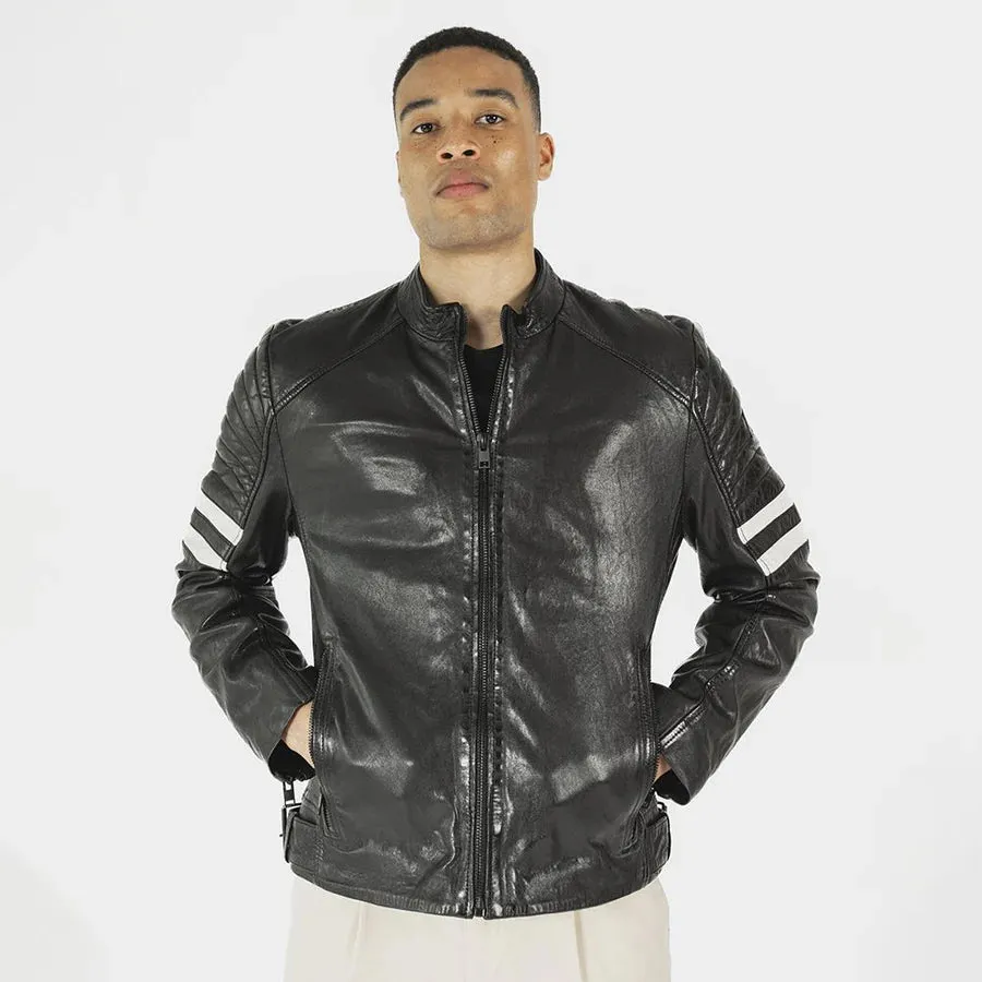 Peter RF Leather Jacket, Black