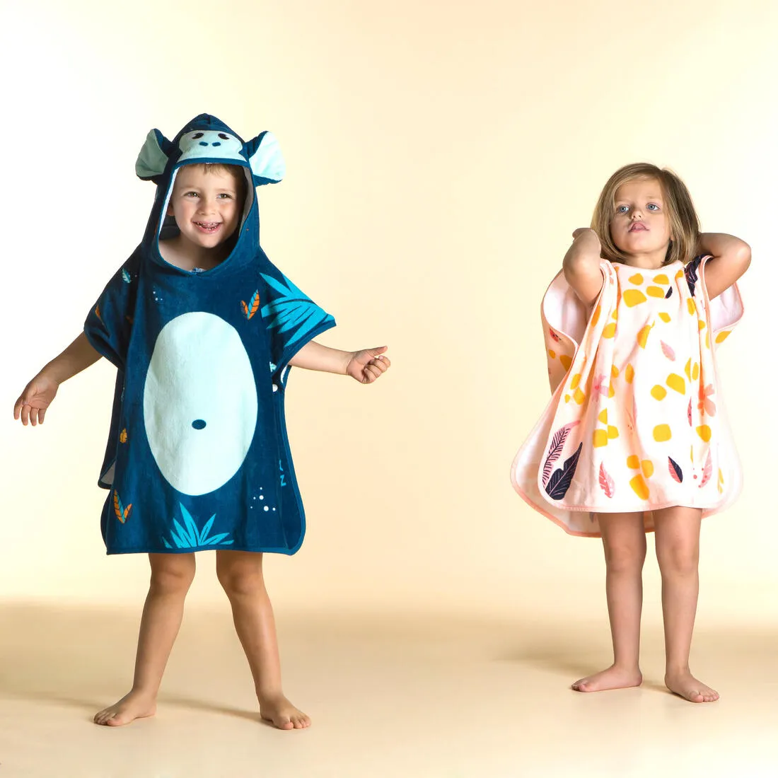 Poncho Baño Bebés Azul Oscuro Algodón Mono