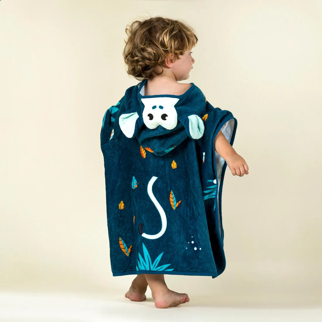 Poncho Baño Bebés Azul Oscuro Algodón Mono