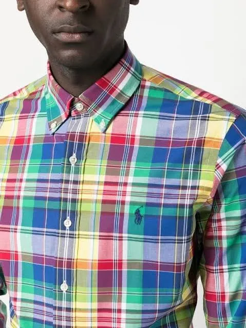 Poplin Stretch Custom Fit Shirt - Check - Royal/Navy Multi