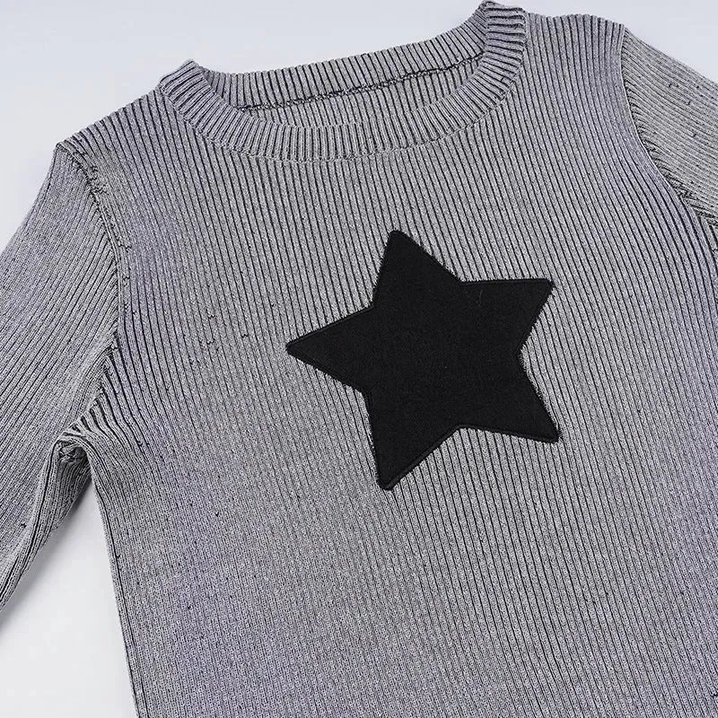 Pullover Vertical Round long sleeve shirt Neck