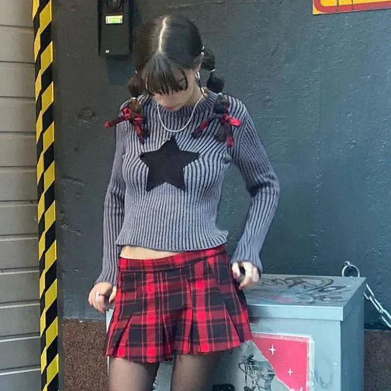 Pullover Vertical Round long sleeve shirt Neck