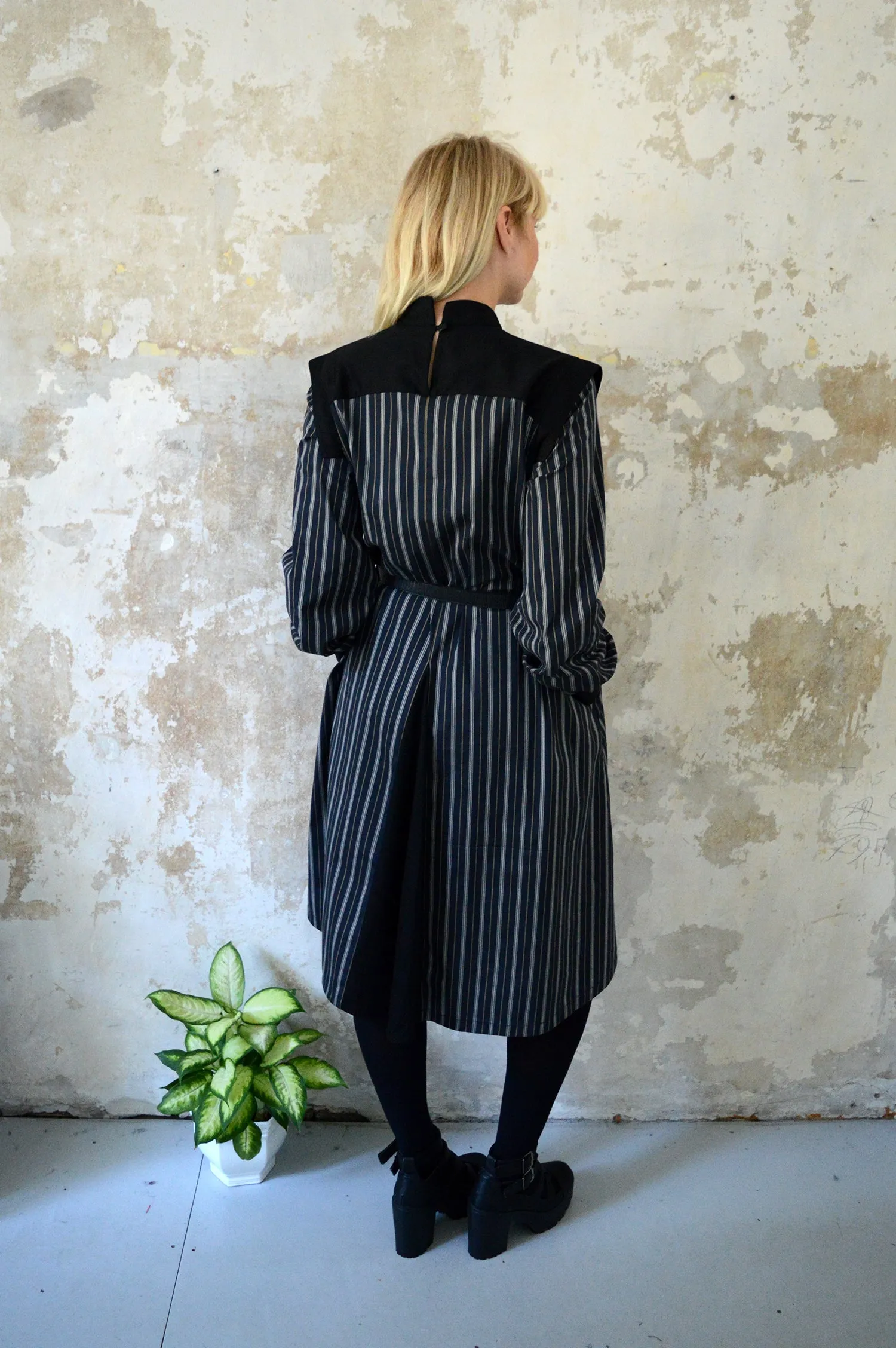 Space Warrior Queen - cotton shirt dress in dark blue with some special details