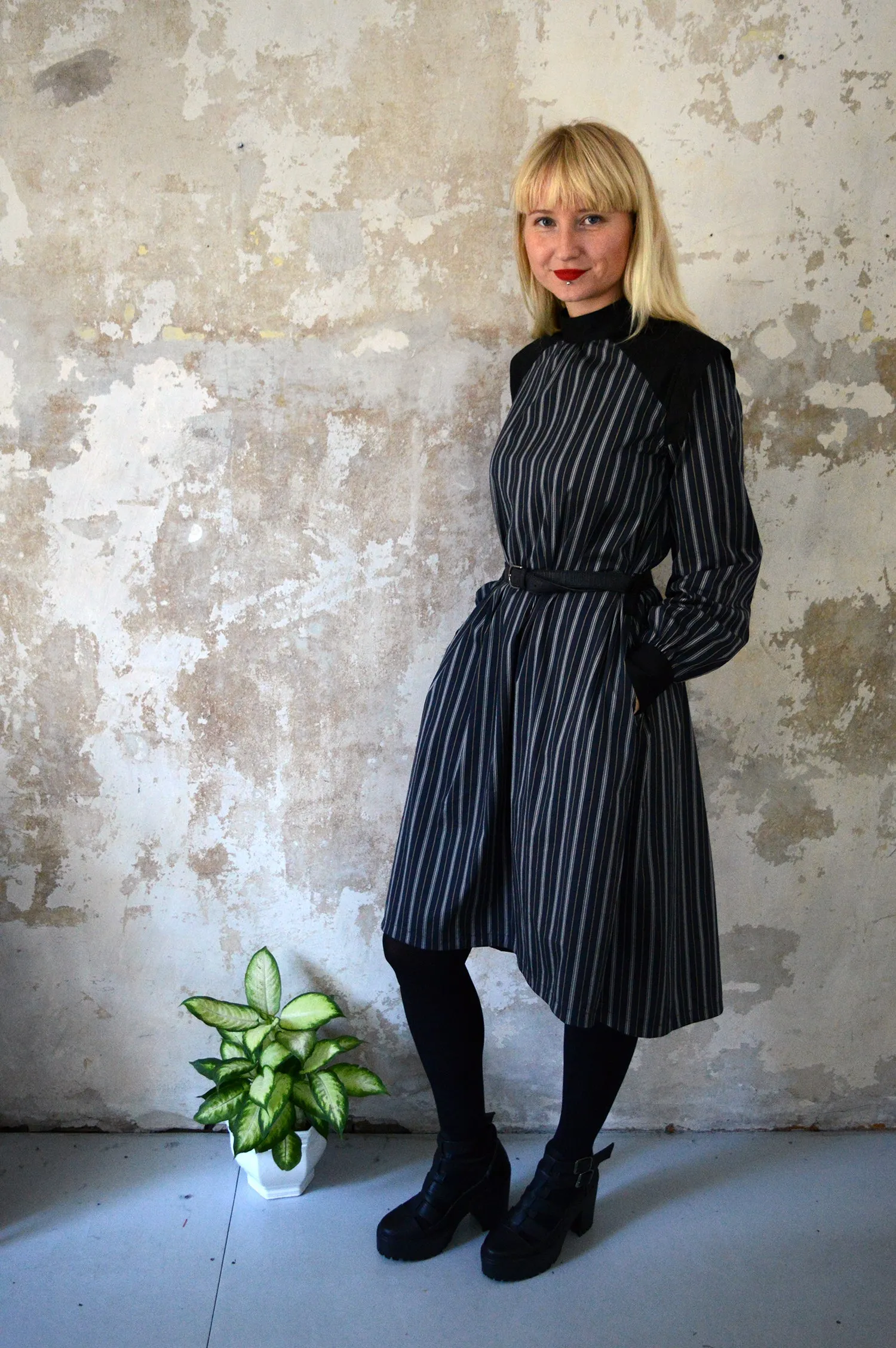 Space Warrior Queen - cotton shirt dress in dark blue with some special details