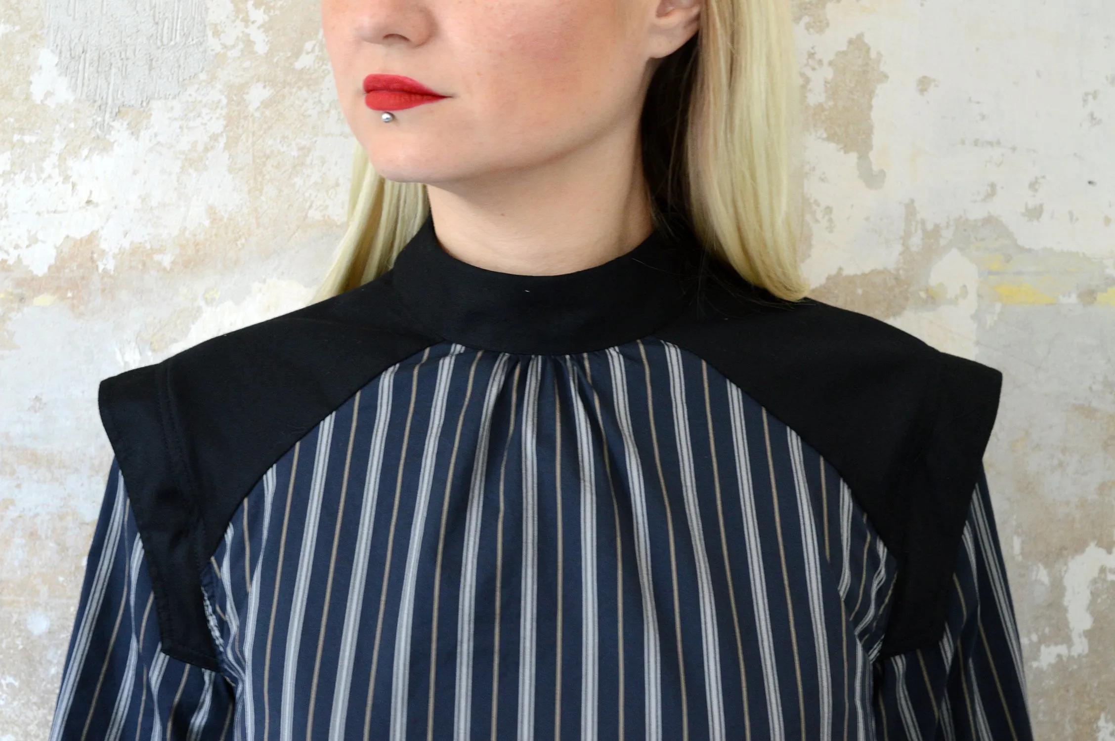 Space Warrior Queen - cotton shirt dress in dark blue with some special details
