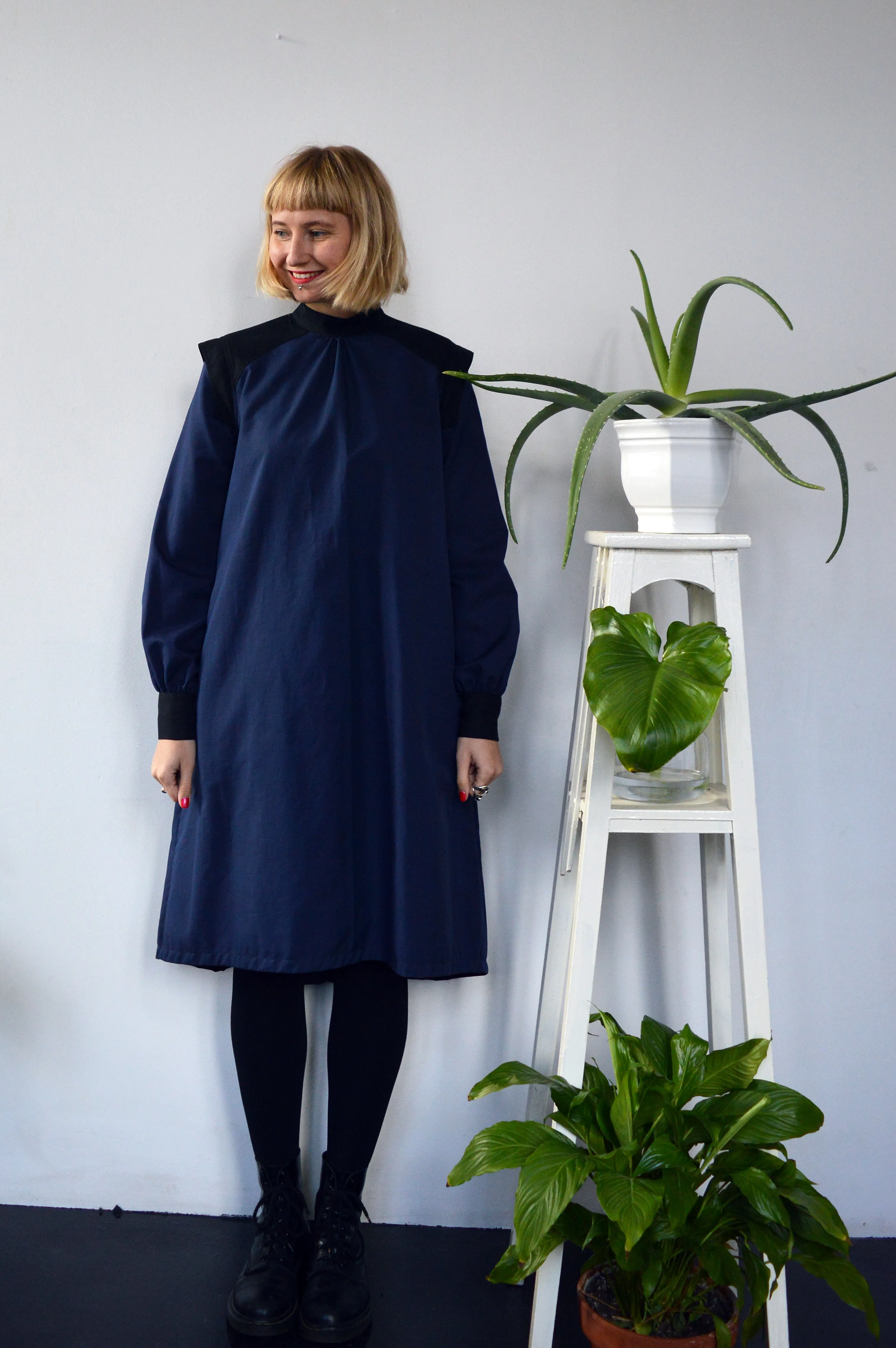 Space Warrior Queen - cotton shirt dress in dark blue with some special details