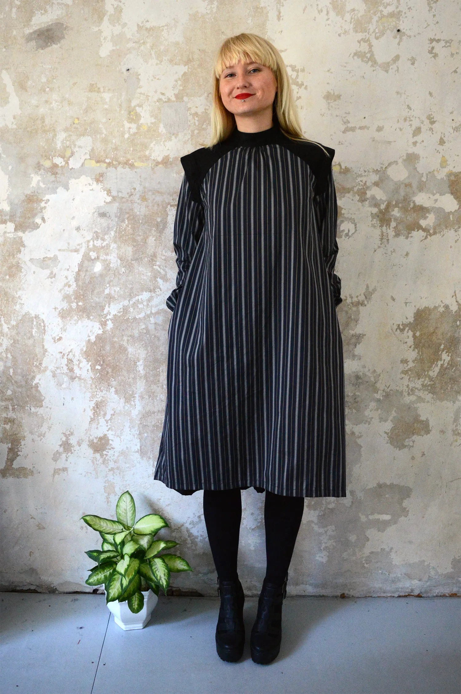 Space Warrior Queen - cotton shirt dress in dark blue with some special details