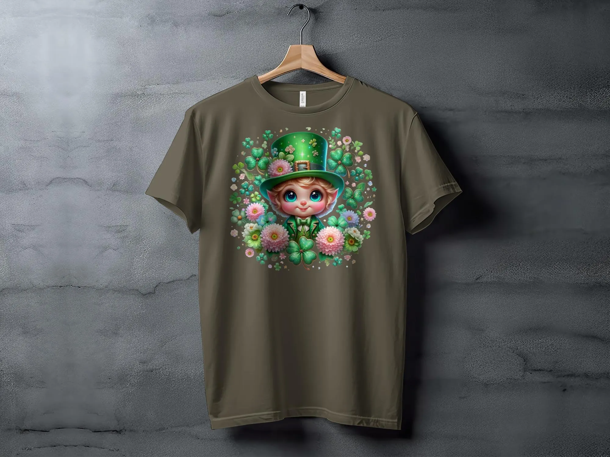 St. Patrick's Day T-Shirt, Cute Leprechaun and Clovers Graphic Tee, Unisex Irish Themed Shirt
