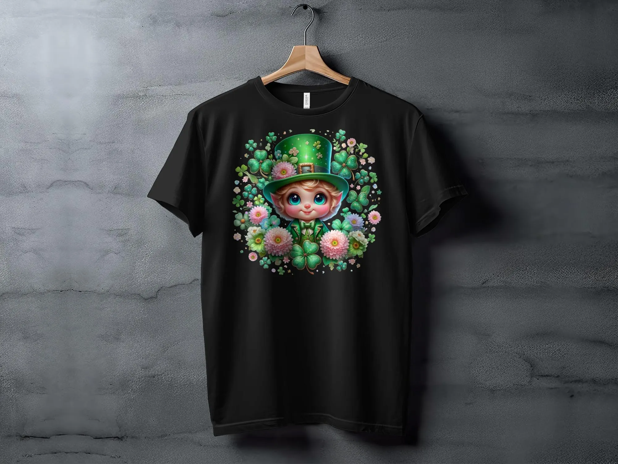 St. Patrick's Day T-Shirt, Cute Leprechaun and Clovers Graphic Tee, Unisex Irish Themed Shirt
