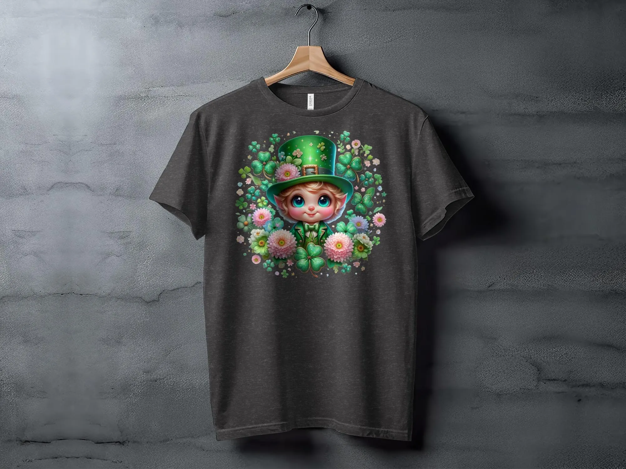 St. Patrick's Day T-Shirt, Cute Leprechaun and Clovers Graphic Tee, Unisex Irish Themed Shirt