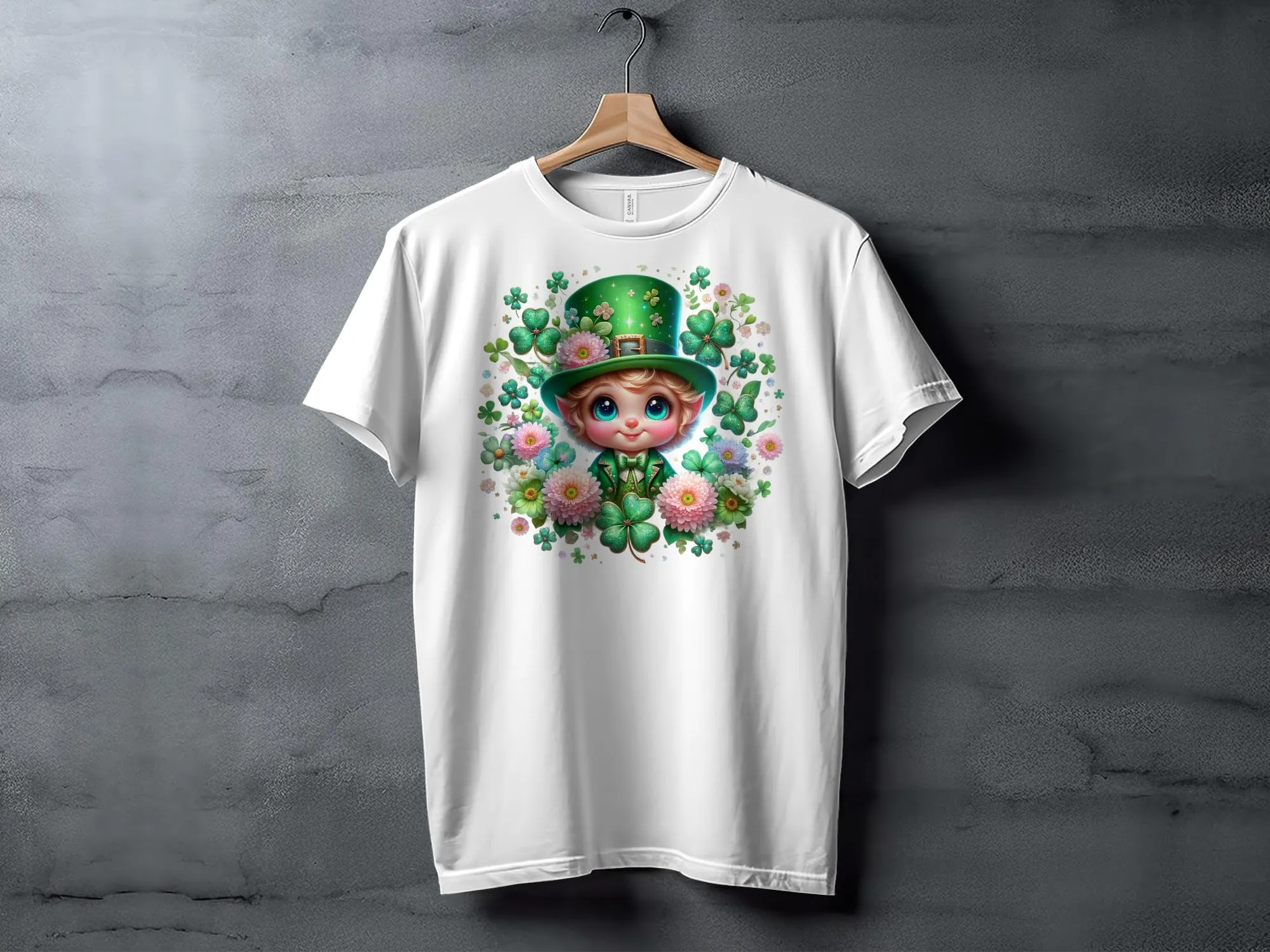 St. Patrick's Day T-Shirt, Cute Leprechaun and Clovers Graphic Tee, Unisex Irish Themed Shirt