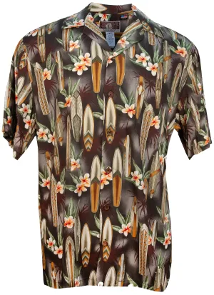 Surfboard Paradise Mens Hawaiian Shirt in Black