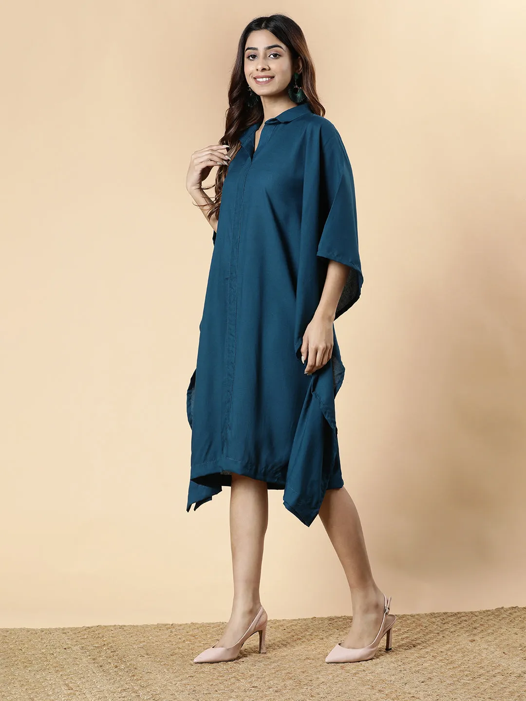Teal Rayon Shirt-Kaftan - Moon Child