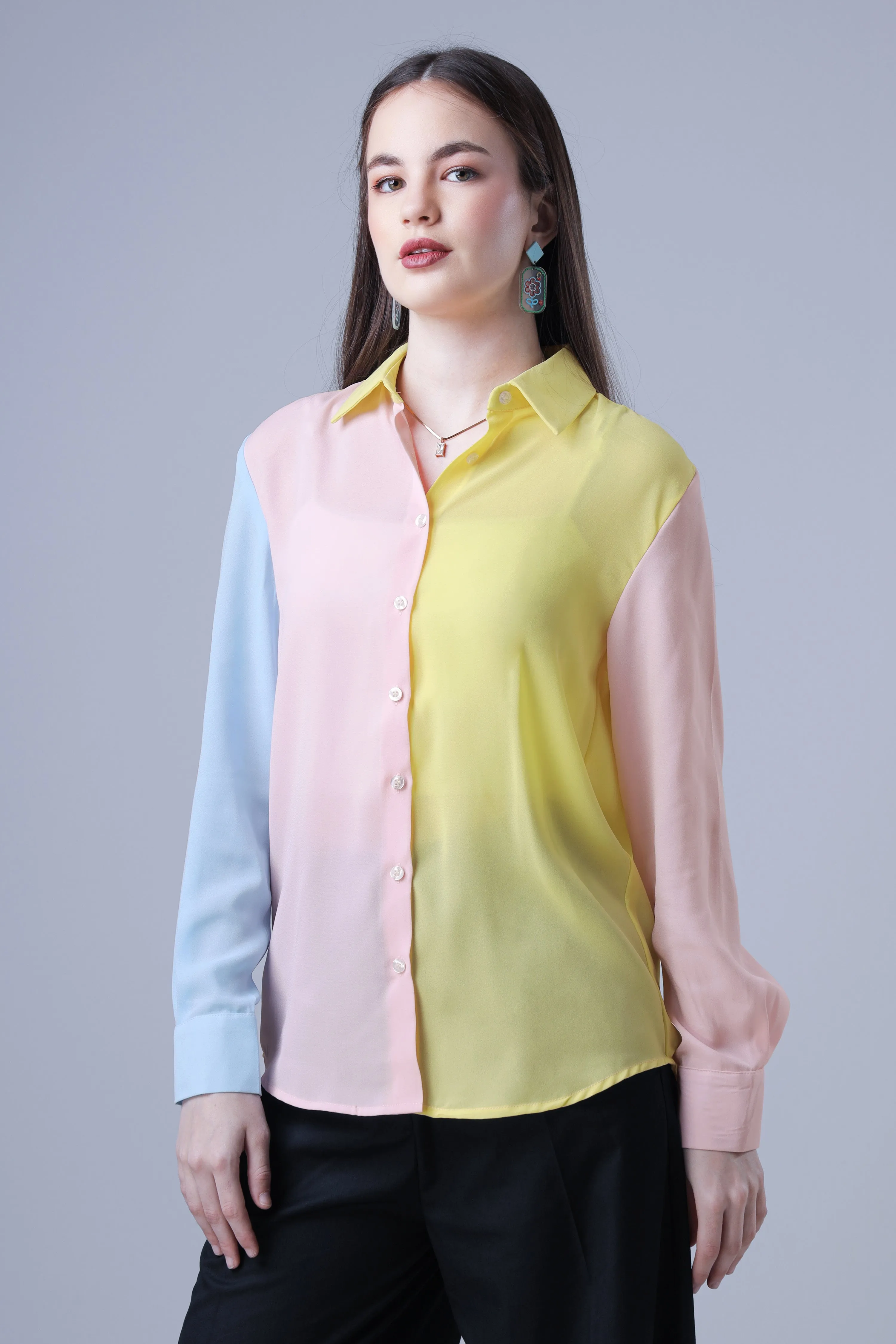Women Colour Blocked Casual Multicolor Shirt