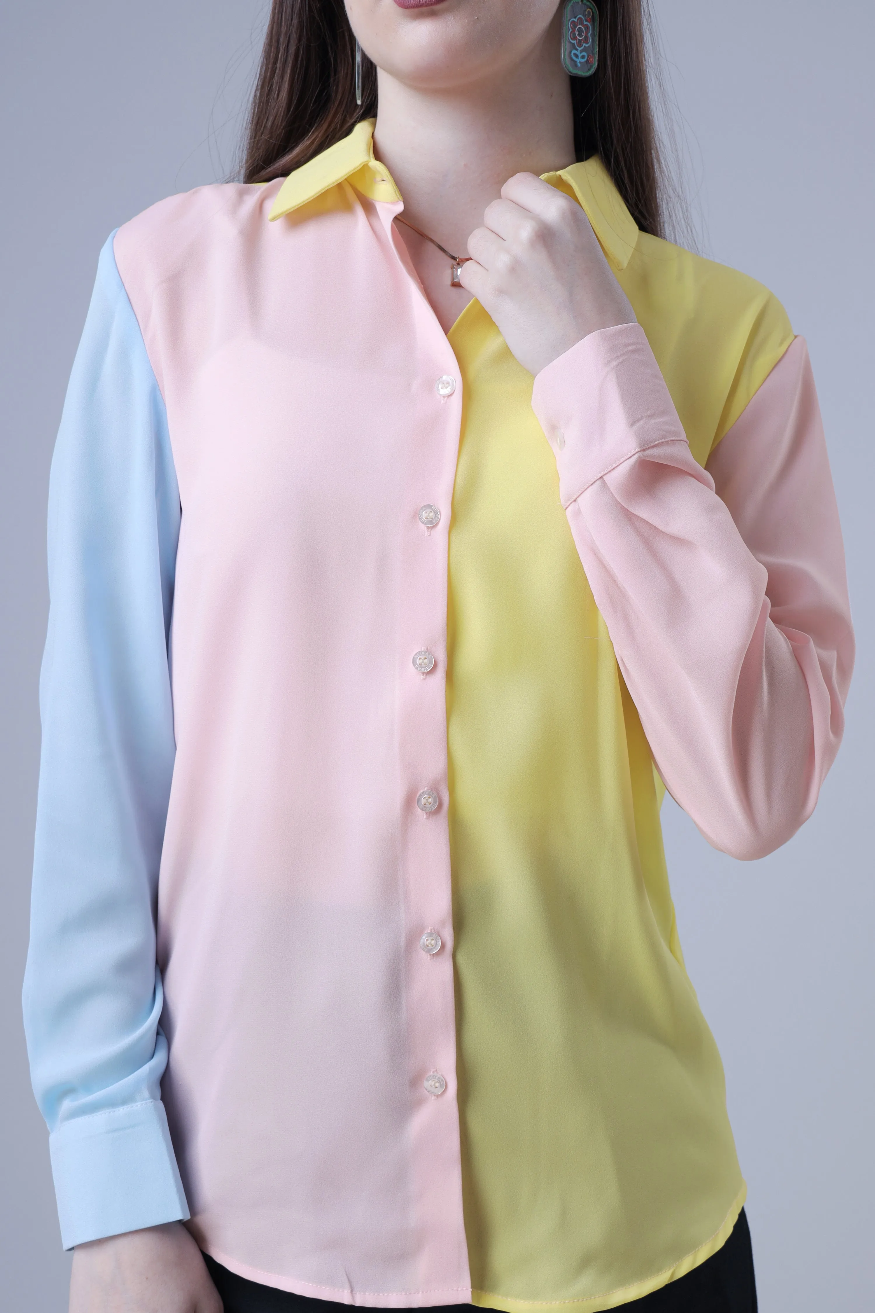 Women Colour Blocked Casual Multicolor Shirt