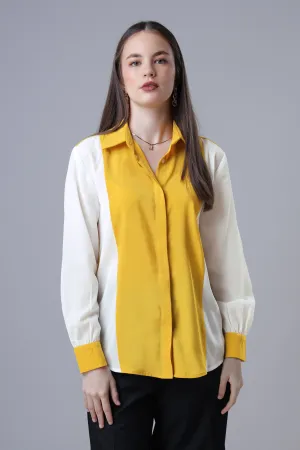 Women Yellow Colour Blocked Casual Shirt