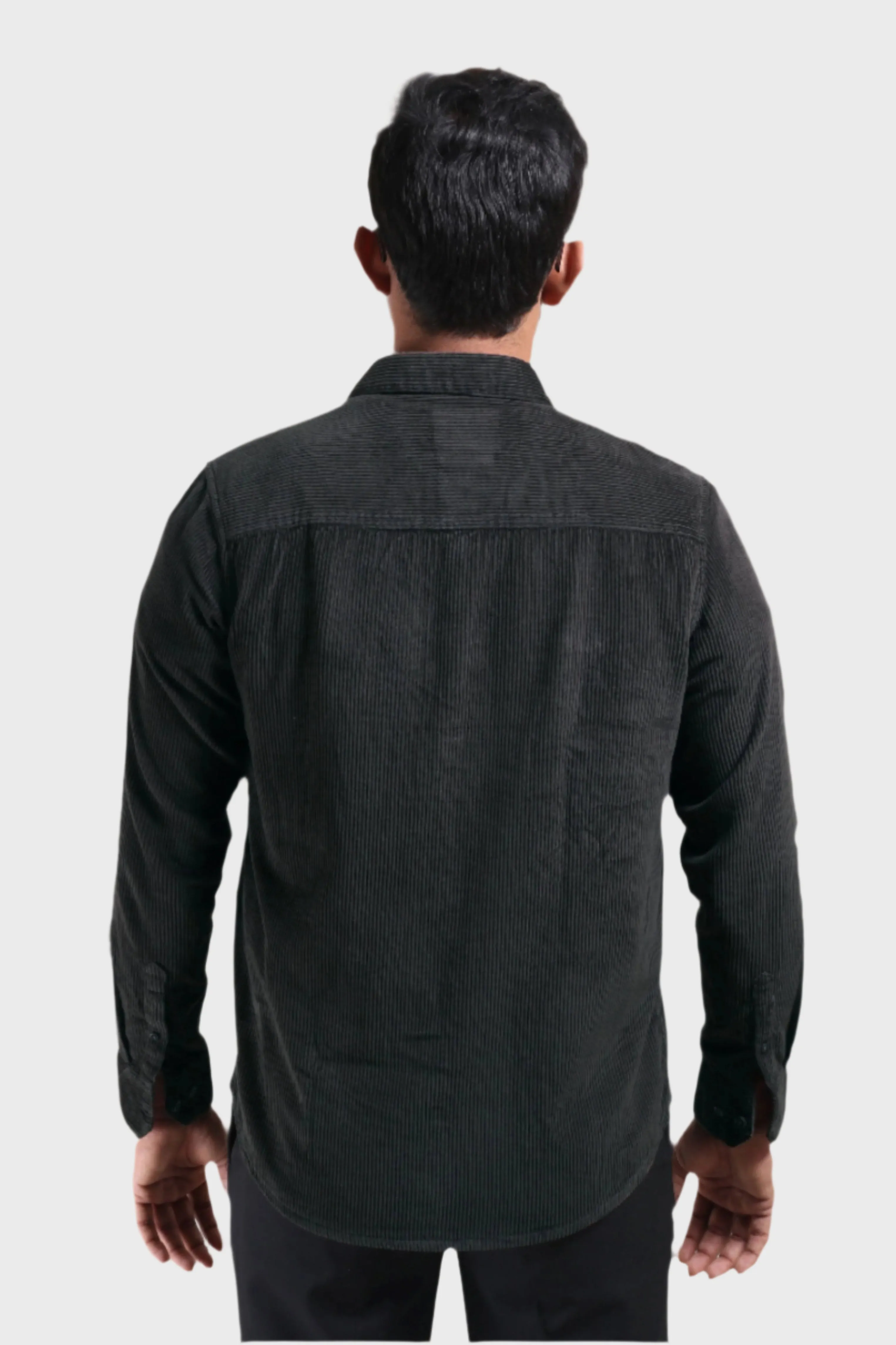 XKIND MEN'S DARK GREY CORDUROY REGULAR FIT SHIRT