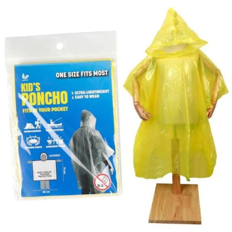 Yellow Kids Poncho - One Size Fits Most